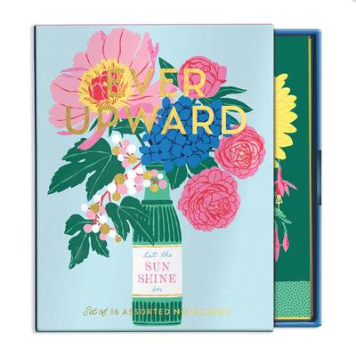 Galison Ever Upward Greeting Assortment Notecard Set from Includes 16 Notecards and 17 Envelopes with 8 Unique Botanical Designs, Perfect for Any Occasion!