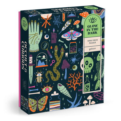 Galison Occult and Curious 1000 Piece Glow in The Dark Jigsaw Puzzle Featuring an Eerie Collection of Creepy and Spooky Objects