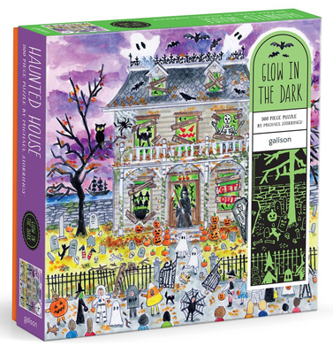 Galison Haunted House 500 Piece Glow in The Dark Jigsaw Puzzle Featuring Spooky Artwork of A Haunted House