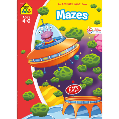 School Zone - Mazes Workbook - 64 Pages, Ages 4 to 6, Preschool, Kindergarten, Maze Puzzles, Wide Paths, Colorful Pictures, Problem-Solving, and More (School Zone Activity Zone Workbook Series)