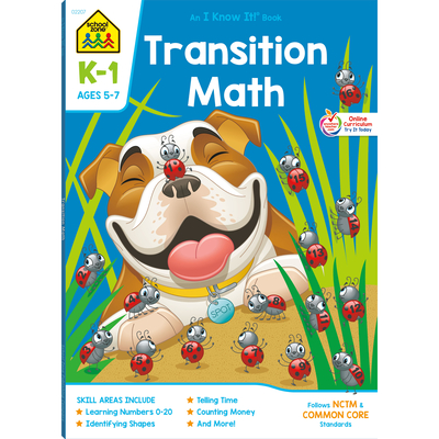 Image for School Zone - Transition Math Workbook - 64 Pages, Ages 5 to 7, Kindergarten to 1st Grade, Comparing Numbers, Numbers 0-20, Patterns, and More (School Zone I Know It! Workbook Series) School Zone - Transition Math Workbook - 64 Pages, Ages 5 to 7, Kindergarten to 1st Grade, Comparing Numbers, Numbers 0-20, Patterns, and More (School Zone I Know It! Workbook Series)