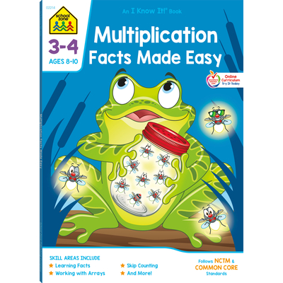 School Zone - Multiplication Facts Made Easy Workbook - 64 Pages, Ages 8 to 10, 3rd Grade, 4th Grade, Math, Skip Counting, Arrays, Word Problems, and More (School Zone I Know It! Workbook Series)