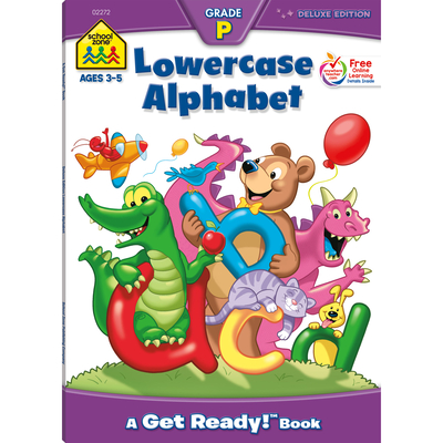 School Zone - Lowercase Alphabet Workbook - 64 Pages, Ages 3 to 5, Preschool to Kindergarten, Picture-Word & Letter-Word Recognition, Tracing, and More (School Zone Get Ready! Book Series)