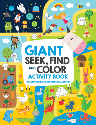 Giant Seek, Find, and Color Activity Book: Includes Fun Facts and Bonus Challenges! (Happy Fox Books) Search-and-Find Puzzles, Coloring Pages, Educational Fun Facts, Prompts, and More for Kids 5-8