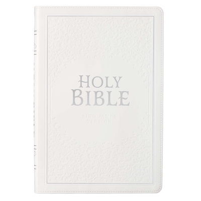 KJV Holy Bible, Thinline Large Print Faux Leather Red Letter Edition Thumb Index & Ribbon Marker, King James Version, White