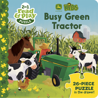 John Deere Busy Green Tractor 2-in-1 Read & Play Puzzle and Board Book for Toddlers and Preschoolers, Ages 2-5 (John Deere Kids: 2 in 1 Read & Play)