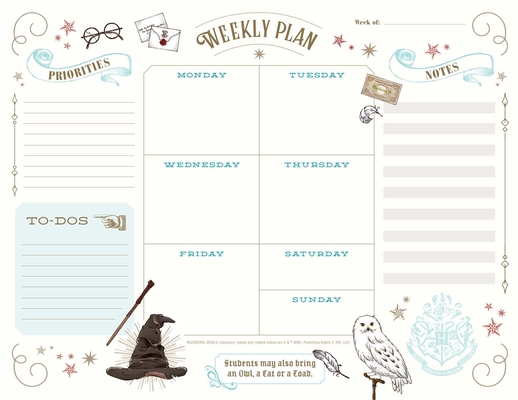 Harry Potter: Weekly Planner Notepad: (Harry Potter School Planner, Harry Potter Gift, Harry Potter Stationery, Undated Planner)