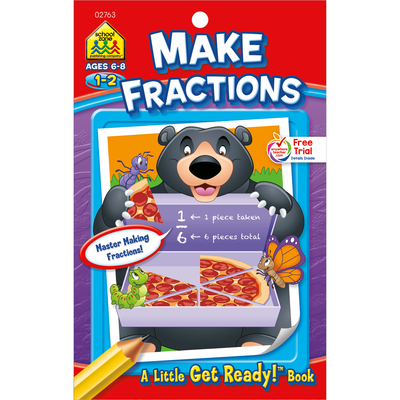 Image for School Zone - Make Fractions Workbook - Ages 6 to 8, 1st Grade, 2nd Grade, Activity Pad, Math, Shapes, Basic Fractions, Problem-Solving, and More (School Zone Little Get Ready! Book Series) School Zone - Make Fractions Workbook - Ages 6 to 8, 1st Grade, 2nd Grade, Activity Pad, Math, Shapes, Basic Fractions, Problem-Solving, and More (School Zone Little Get Ready! Book Series)