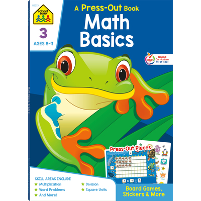 Image for School Zone - Math Basics Press-Out Workbook - 64 Pages, Ages 8 to 9, 3rd Grade, Manipulatives, Board Games, Multiplication, Word Problems, Division, . Square Units, Stickers, and More (Punch Out) School Zone - Math Basics Press-Out Workbook - 64 Pages, Ages 8 to 9, 3rd Grade, Manipulatives, Board Games, Multiplication, Word Problems, Division, . Square Units, Stickers, and More (Punch Out)