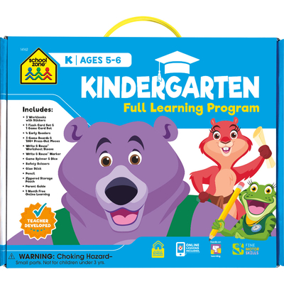 School Zone Full Learning Program for Kindergarten: Curriculum Set of Workbooks, Flash Cards, Early Reading, Educational Games, Write & Reuse, Writing, Math, Stickers, and More