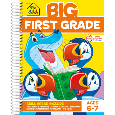 Image for School Zone - Big First Grade Workbook - 320 Spiral Pages, Ages 6 to 7, 1st Grade, Reading, Parts of Speech, Basic Math, Word Problems, Time, Money, Fractions, and More (Big Spiral Bound Workbooks) School Zone - Big First Grade Workbook - 320 Spiral Pages, Ages 6 to 7, 1st Grade, Reading, Parts of Speech, Basic Math, Word Problems, Time, Money, Fractions, and More (Big Spiral Bound Workbooks)