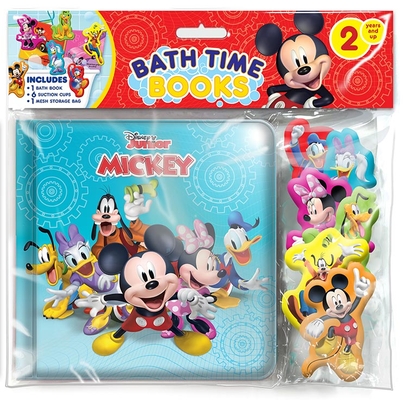 Phidal Disney Jr. Mickey Bath Time Books (EVA Bag) with Suction Cups and Mesh Bag